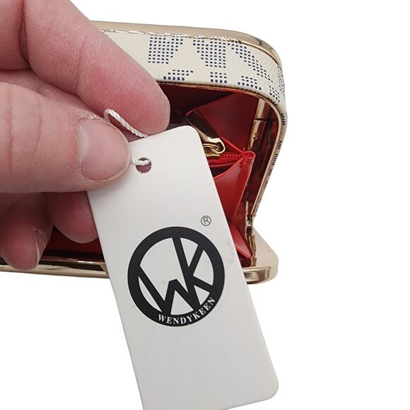 Wendy Keen Clutch Signature Print Red Interior NWT - Picture 5 of 5